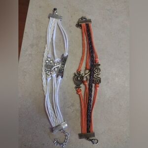 Braided Leather Owl Love Infinity Charm Bracelets New 6.5